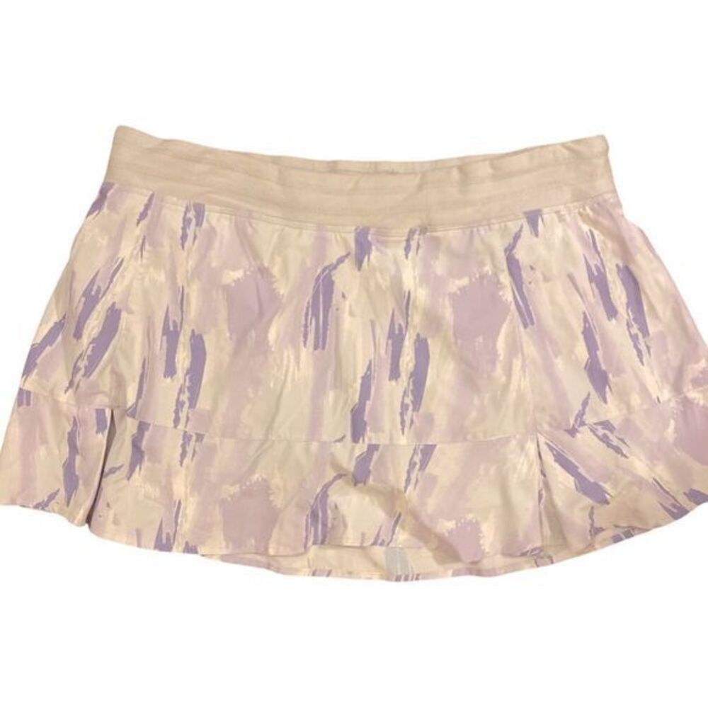 tasc Performance Skort - L lavender gray , cream , organic cotton spandex